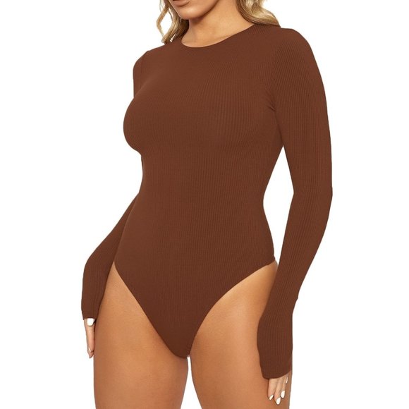 Naked Wardrobe SNATCHED GOALS BODYSUIT Chocolate - Picture 2 of 5
